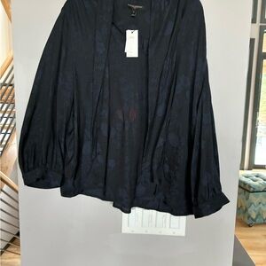 Banana Republic Black and Navy Floral Blouse